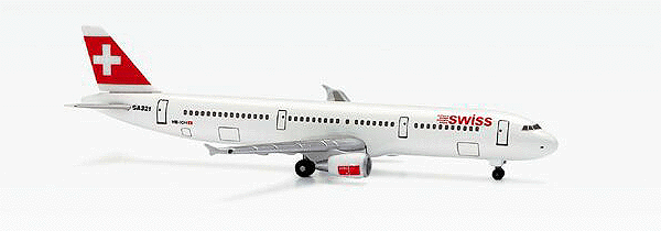 1:500 Scale Airplanes (Herpa Wings) -- Airbus 321 New Generation "Swiss"
