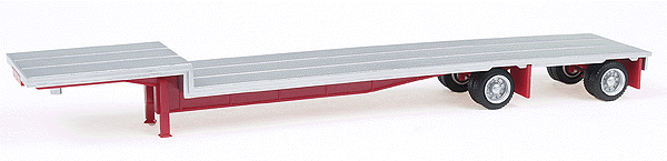Trailer Only -- Spread-Axle Dropdeck Flatbed (No Toolbox; red frame, silver deck)