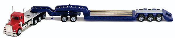 Truck Kenworth W-900 Tri-Drive Tractor -- With Heavy-Haul Trailer (red Tractor, blue Trailer)