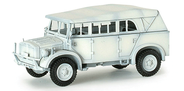 Former German Army WWII - Heavy Cross-Country Car/Troop Carrier Type 108 1a -- Early Kfz 15/Kfz 70 4x4 w/External Spare Tire; Top Up (white camouflage)