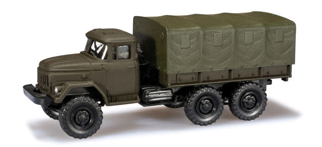Zil 131 Low-Side Truck w/Canvas Cover - Assembled -- Painted, Unlettered (olive)
