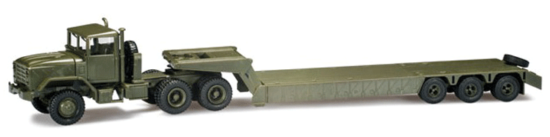 M 931 Semi Tractor with Flatbed Trailer- Assembled -- United States Army (green)