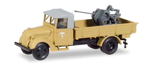 Ford 997 T Flatbed Truck w/37mm Flak Gun -- Former German Army Afrika Korps (tan)