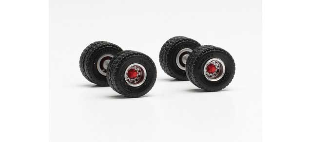 Steel-Rim Wheelsets with Tires and Axles -- 12mm Trailer Tires - 2 Axles