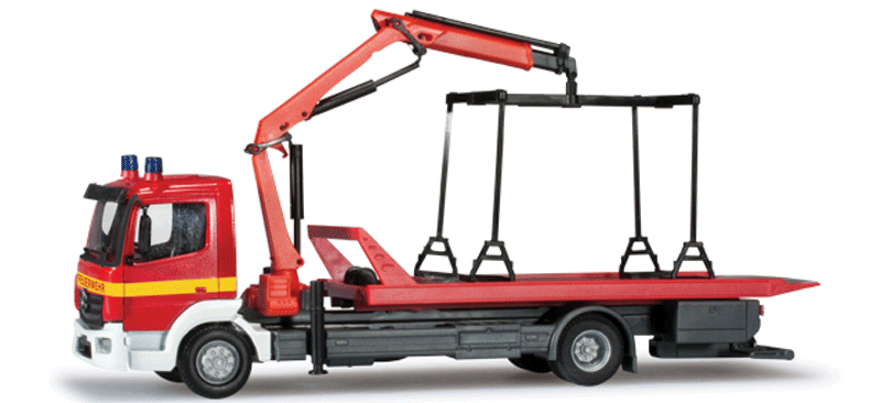 Mercedes-Benz Atego Tow Truck With Hoist - Assembled -- Red, Yellow, Black