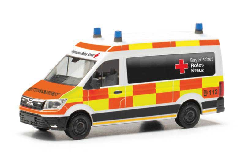 MAN TGE High-Roof Van Ambulance - Assembled -- German Red Cross (orange, yellow, white, German Lettering)