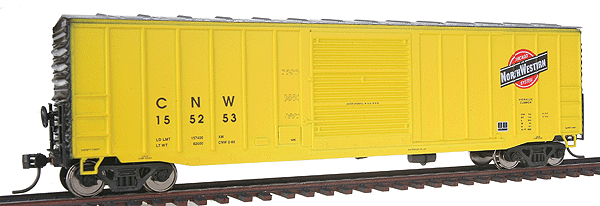 ACF 50'6" Boxcar, Single Corrugated Door w/Droop Sill, Dreadnaught Ends -- Chicago & North Western (yellow)