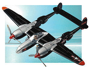 Airplanes -- P-38 Lightning Twin Engine (black,silver)