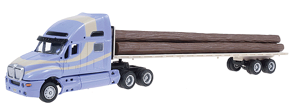 American Tractor/Trailer - Assembled -- Kenworth w/Flatbed Trailer & Timber Load