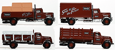 Ford & Peterbilt 4 Truck Set (Stake, Flatbed w/Tarp, Flatbed w/Load & Box Va -- St. Louis & San Francisco "Frisco"