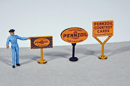 Vintage Gas Station Curb Signs -- Pennzoil pkg(3)