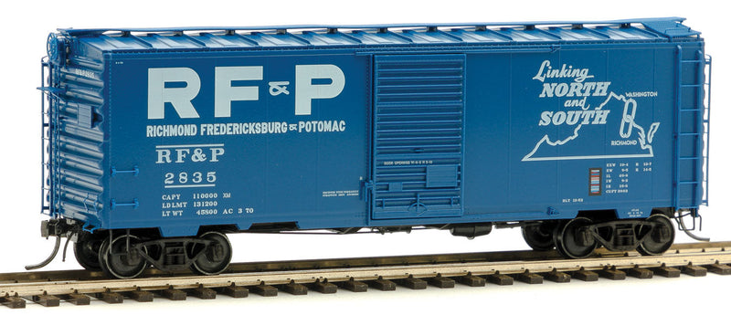 Pullman-Standard PS-1 40' Boxcar w/6' Door, HGC Trucks - Ready to Run -- Richmond Frederricksburg & Potomac #2835 (Built 1952, Repaint 1970,Blue)
