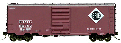 40' Post 1954 PS-1 Boxcar w/7' Youngstown Door -- Erie #86767 (Boxcar Red)