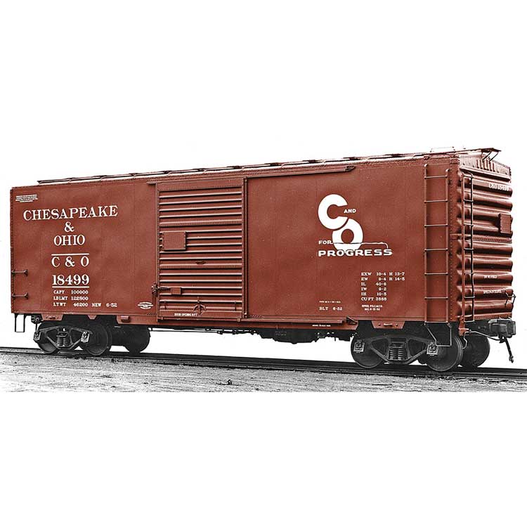 Pullman-Standard PS-1 40' Boxcar with 8' Door - Ready to Run -- Chesapeake & Ohio 167299 (1952 As-Delivered Boxcar Red, Progress Logo)