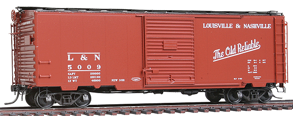 Pullman-Standard 40' Boxcar w/8' Youngstown Door - Ready to Run -- Louisville & Nashville #5009 (1952 Scheme, Old Reliable Slogan, Oxide Red)