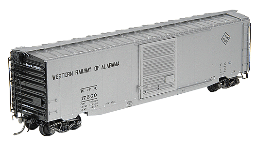 50' PS-1 Boxcar w/Notched Gradual Side Sill, 9'Youngstown Door, Scale Couple -- Western Railway Of Alabama #17260 (silver)