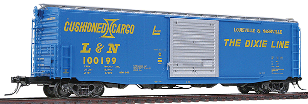 50' Boxcar with 10' Door, Functioning Cushion Underframe -- Louisville & Nashville #100199, Built 1962, Factory New (blue)
