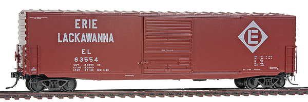 50' PS-1 Boxcar w/9' Youngstown Door - Ready to Run -- Erie Lackawanna #63554 (Red Oxide)