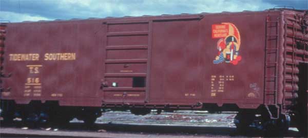 PS-1 50' Boxcar w/8' Door - Ready to Run -- Tidewater Southern #516 (Built 1955, Factory New, Boxcar Red)