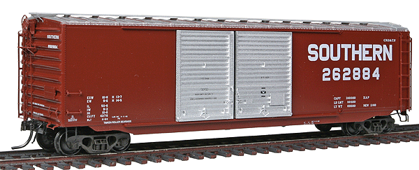 PS-1 50' Double-Door Boxcar - Ready to Run -- Southern Railway #262884 (1960 Scheme, Boxcar Red, gray Doors)