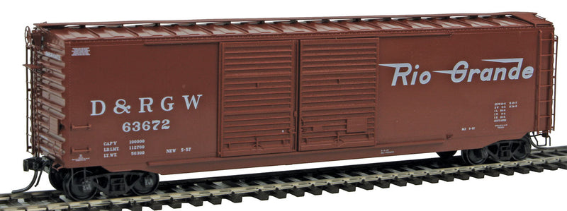 50' PS-1 Double-Door Boxcar w/15' Youngstown Doors - Ready to Run -- Denver & Rio Grande Western #63672 (Built 1957, Boxcar Red)