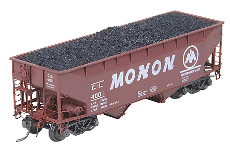 50-Ton AAR Standard Offset 2-Bay Open Hopper w/Wine Latches, Tube Card Holde -- Monon (Chicago, Indianapolis & Louisville) #4001 (Boxcar Red, Large Logo)