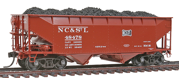 50-Ton AAR Standard Offset 2-Bay Open Hopper w/Coal Load - Assembled -- Nashville, Chattanooga & St. Louis #48478 w/HGC Trucks (Red Oxide 1944 Schem