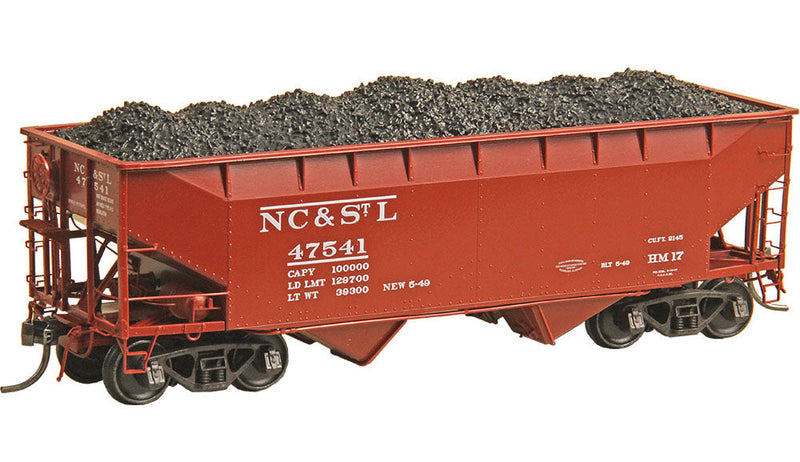 50-Ton AAR Standard Offset 2-Bay Open Hopper w/Lump-Egg Coal Load - Ready to R -- Nashville, Chattanooga & St. Louis 47541 (1949 As-Delivered, Oxide Red)