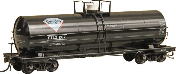 ACF 11,000-Gallon Tank Car - Ready to Run -- Gem Automatic Gas Co. #207 (Full Platform, Built 1948, Factory New,Black)