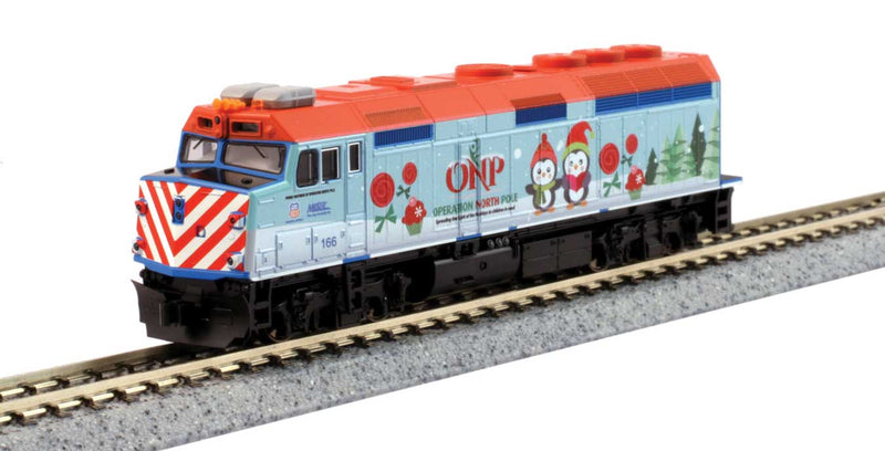 Operation North Pole Christmas Train-Only Set - Standard DC -- Metra F40PH & 3 Bi-Level Commuter Cars (2017 ONP Scheme; blue, red, green)-1