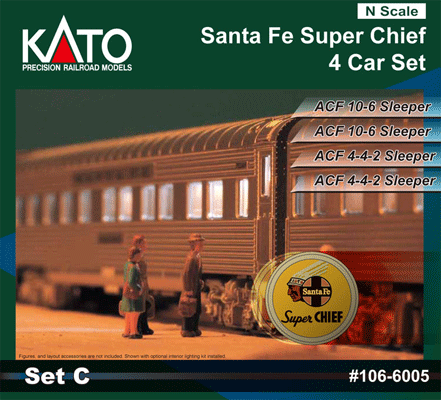 Super Chief 4-Car Set -- Santa Fe Set C (silver)