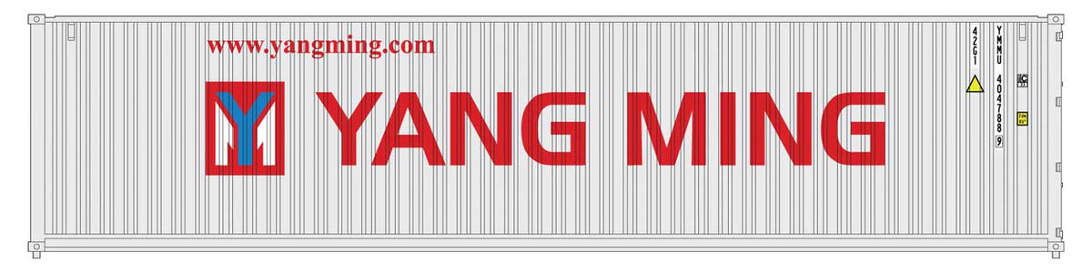 Gunderson Maxi-I 5-Unit Container Well Car w/40' Containers - Ready to Run -- TTX #759364 (yellow, red logo) & Yang Ming Containers (gray)-2