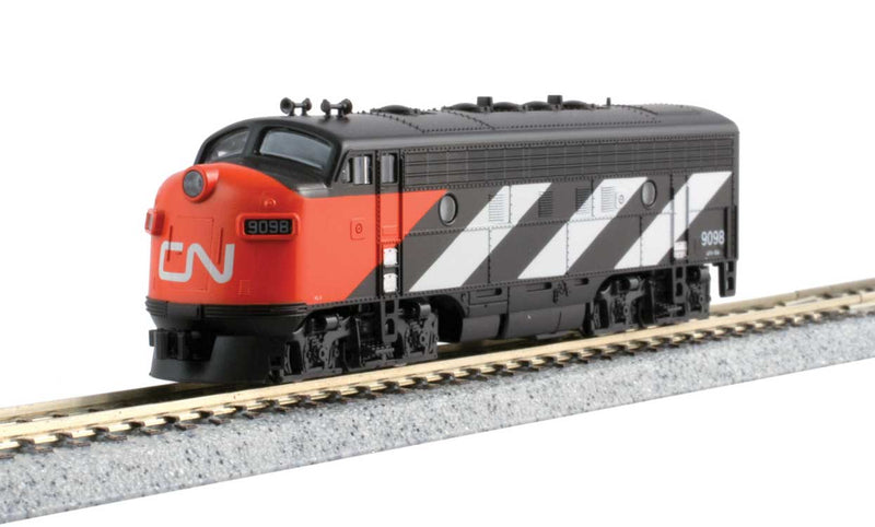 EMD F7A - LokSound and DCC -- Canadian National 9098 (1960s black, white, red, CN Noodle Logo)