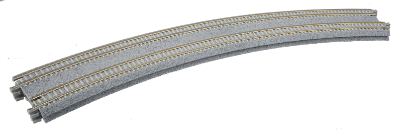 Curved Double Concrete Tie Superelevated Track - Unitrack -- 18-7/8 & 17-5/8" 480 & 447mm Radius 22.5-Degree Sections pkg(2)