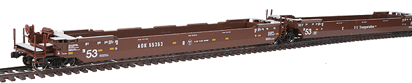 Gunderson Maxi IV 3-Unit Well Car - Ready to Run -- Arkansas-Oklahoma/III Transportation AOK #55353 (brown)