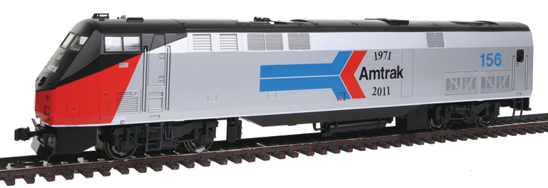 GE P42 Genesis w/Tsunami(R) Sound & DCC -- Amtrak #156 (40th Anniversary Phase I, silver, red Nose, Large Arrow Logo)