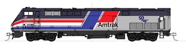 GE P42 Genesis - LokSound & DCC -- Amtrak #160 (50th Anniversary Phase III Hockey Stick, silver, blue, red, whi