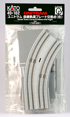 Unitram Street Track w/Streetcar Rails & Roadway -- Right Curve 45-Degree 7-1/16" 18cm Radius-1