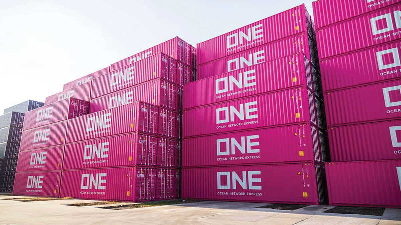 40' Corrugated Container 2-Pack - Assembled -- Ocean Network Express ONE (magenta, white)