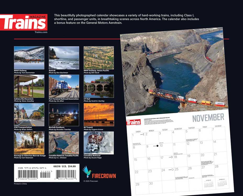 2026 Trains Across America Calendar -- 12 Month Calendar, 13 x 10-1/2"-2