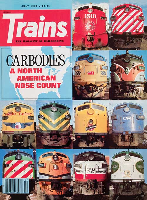 Trains Magazine "Carbodies" Cover Poster -- July 1978 Date, 11 x 15" 27.9 x 38.1cm