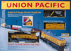 Diesel Freight -- UP 27 x 45" Oval, Transformer, 4 Cars, Caboose, Telephone Poles & Signs