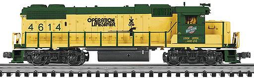 GOLD Line(TM) Diesel EMD GP38-2 Powered w/Sound -- Chicago & North Western #4614 "Operation Lifesaver" (yellow, green)