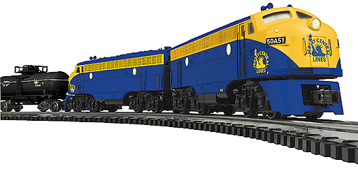 Gold Line(tm) Diesel EMD F3 A-A Set Powered -- Central Railroad of New Jersey (blue, yellow)