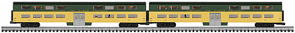 Gold Line(tm) Extruded Aluminum 21" Gallery Car 2-Pac #1 -- Chicago & North Western "The 400" 1 Each Coach #705 & Parlor #6401