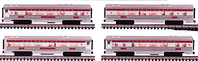 Gold Line(tm) Extruded Aluminum 15" Congressional Car 4-Pac -- Pennsylvania Railroad 1 Each Coffee Shop Car, Coach, Parlor & Observation