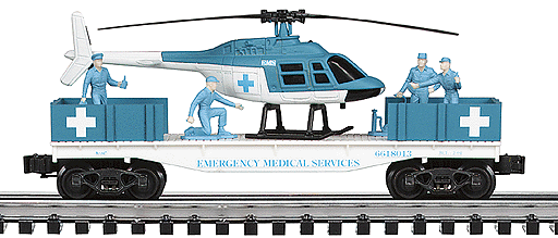Classic Flatcar -- EMS w/Helicopter