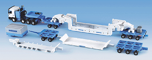 European Trucks - Special Equipment - Mercedes Actros 3-Axle Cabover -- w/Adjustable 5-Axle "Bridge" Style Heavy Flatbed Trailer