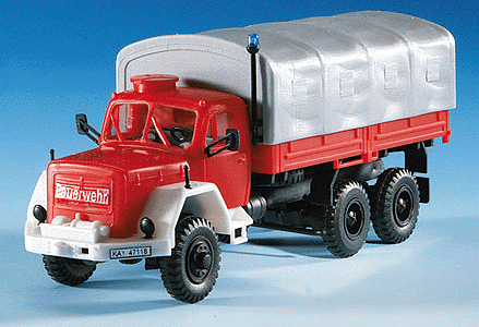 Emergency - Fire Dept. Vehicles - Magirus (Plastic Kits) -- Jupiter w/Canvas Cover "FW" (red, silver)
