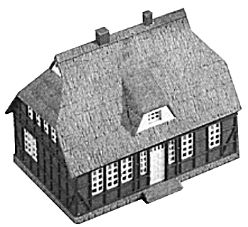 Tim/brk house w/hip roof